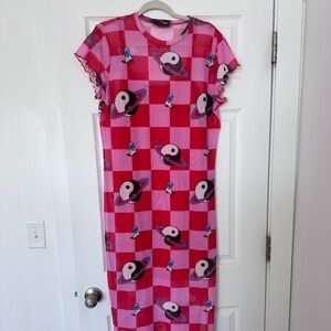 Dressed in Lala Pink Yin Yang Mesh Midi Dress Size XL